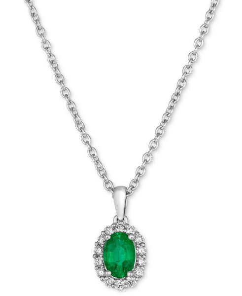 Le Vian couture® Costa Smeralda Emeralds (5/8 ct. t.w.) & Vanilla Diamond (1/5 ct. t.w.) Halo 18" Pendant Necklace in Platinum