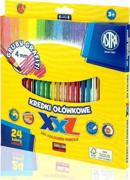 Astra Kredki ołówkowe hexagonalne 24 kolory Astra
