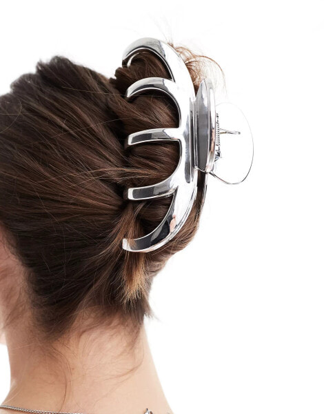 ASOS DESIGN XL hair claw in silver