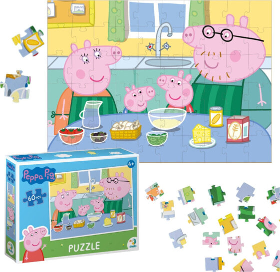 Dodo PUZZLE ŚWINKA PEPPA W KUCHNI 60 ELEMENTÓW DO UŁOŻENIA DLA NAJMŁODSZYCH