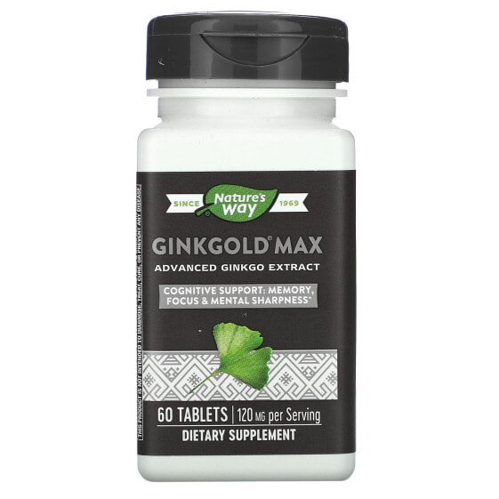 Травяные таблетки Гинкго Билоба NATURE'S WAY Ginkgold Max, 120 мг, 60 шт