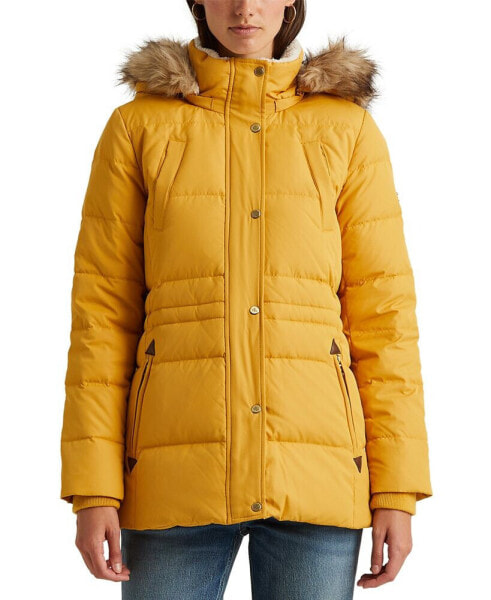 Women's Faux-Fur-Trim Hooded Puffer Coat, Created for Macy's