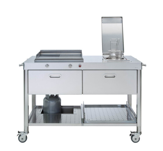 Aussenküche 130 cm Edelstahl mit Gas-Grill und Friteuse