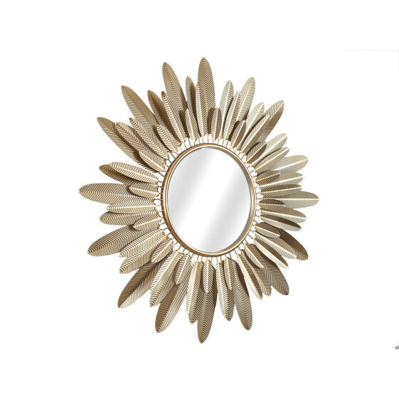 Wall mirror Romimex Golden Metal Feathers 90 x 80 x 4 cm Circular