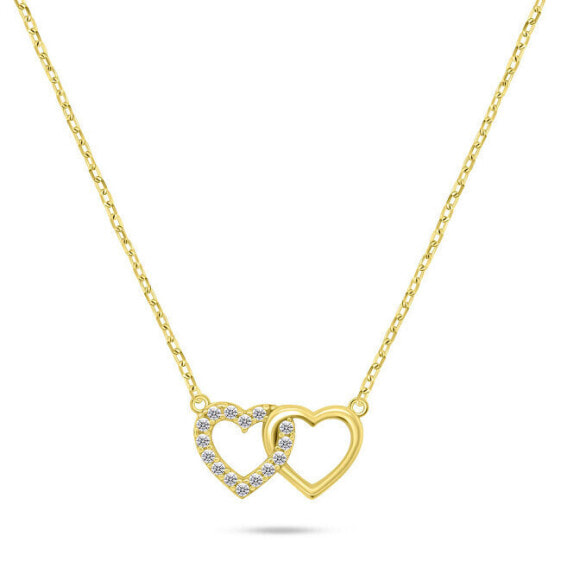 Delicate Gold Plated Linked Hearts Necklace NCL117Y