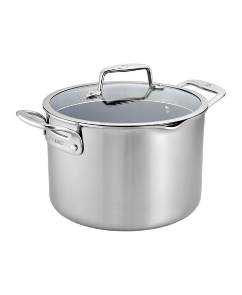 Clad CFX 8-Qt. Stock Pot with Strainer Lid and Pouring Spouts