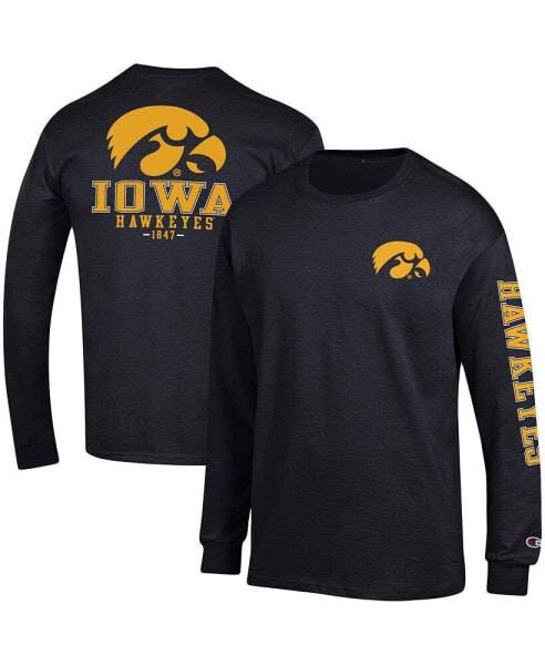 Men's Black Iowa Hawkeyes Team Stack Long Sleeve T-shirt