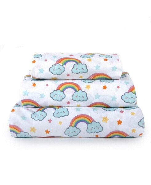 Kids Rule Rainbows 3-Piece Twin Sheet Set