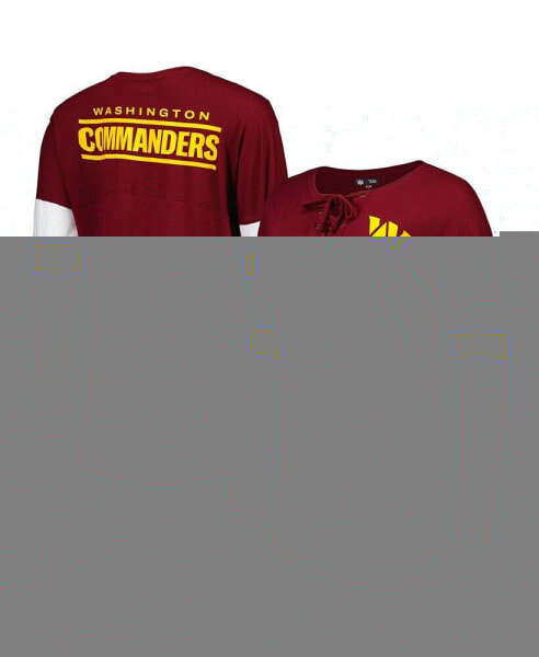 Women's Burgundy Washington Commanders Athletic Varsity Lace-Up Long Sleeve T-shirt