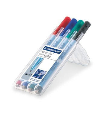 STAEDTLER Lumocolor correctable 305, 4 pc(s), Black, Blue, Green, Red, Black, Green, Blue, Red, Polypropylene (PP), Medium, 0.6 mm