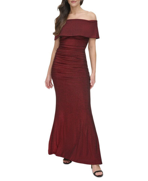 Women's Off-The-Shoulder Ruched Gown
