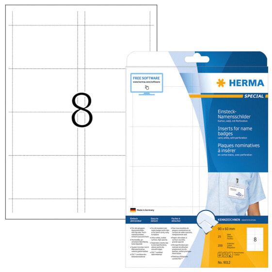 HERMA 9012 - White - Non-adhesive printer label - A4 - Cardboard - Laser/Inkjet - Rectangle