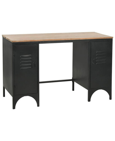 Double Pedestal Desk Solid Fir wood and Steel 47.2"x19.7"x29.9"