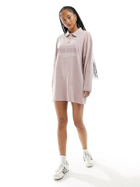 COLLUSION polo mini dress with sports detail in dusky pink