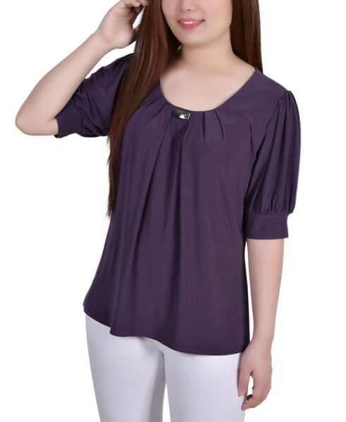 Petite Short Sleeve Balloon Sleeve Top