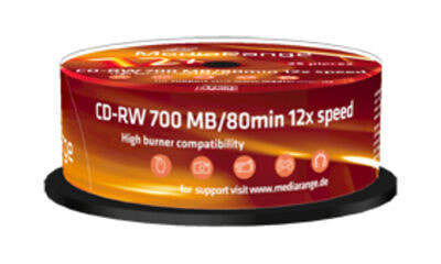 MEDIARANGE MR235-25 - 12x - CD-RW - 120 mm - 700 MB - Cakebox - 25 pc(s)