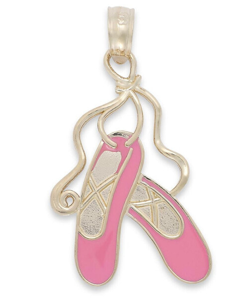 Pink Enamel Ballet Slipper Charm in 14k Gold