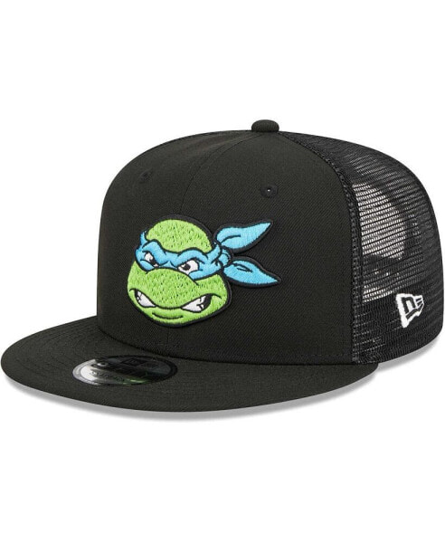 Men's Black Teenage Mutant Ninja Turtles Angry Leonardo Trucker 9FIFTY Snapback Hat