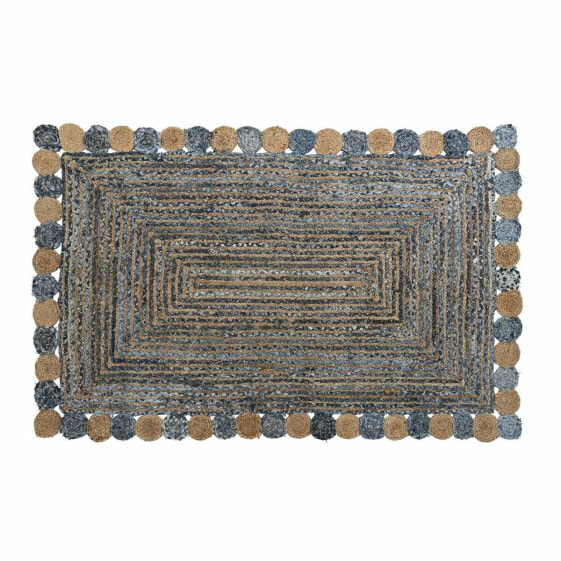 Carpet DKD Home Decor Blue Cotton Multicolour Indian Man Jute 160 x 230 x 1 cm