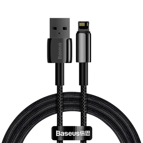 Przewód kabel w oplocie do iPhone USB - Lightning 1m - cały czarny