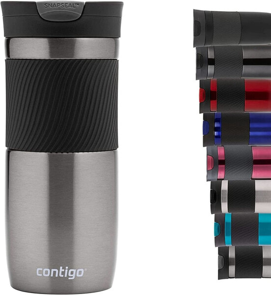 Contigo Byron-Huron Snapseal Travel Mug, Stainless Steel Thermal Vacuum Flask for Hot and Cold Drinks, Thermo Leakproof Tumbler, Coffee and Tea Mug to Go with BPA-Free Easy-Clean Lid, 470 ml