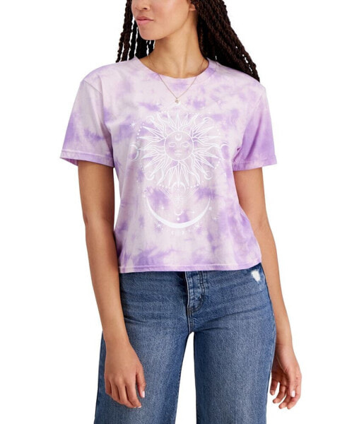 Juniors' Celestial-Graphic Tie-Dye T-Shirt