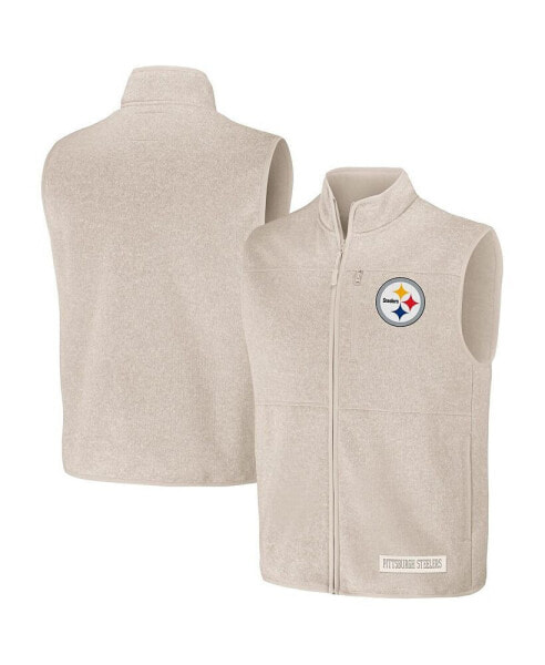 Men's NFL x Darius Rucker Collection by Oatmeal Pittsburgh Steelers Full-Zip Sweater Vest