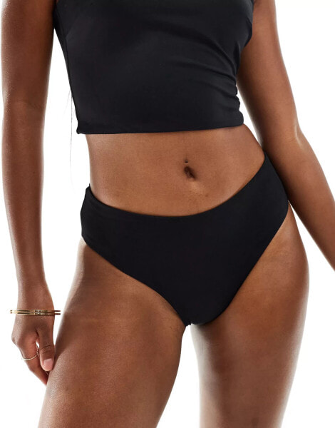 ASOS DESIGN Maya midi waist brazillian bikini bottom in black