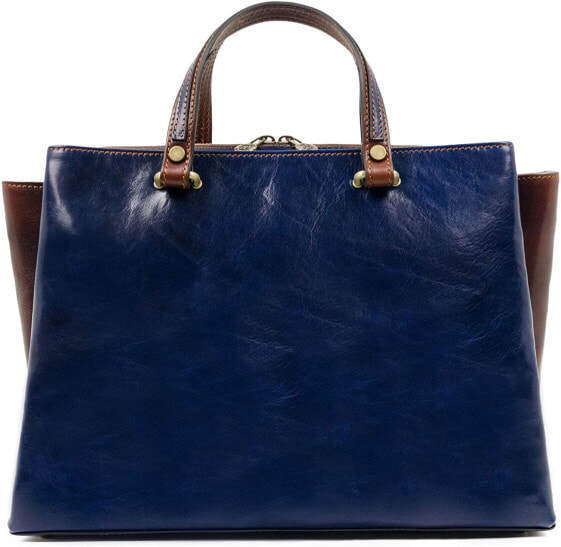 Time Resistance Women's Shoulder Bag - Leather Handbag - Made in Italy - Tote Bag - Shopper - Bag for Women, blue