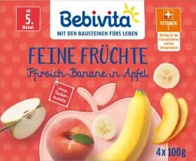 Früchte Feine Früchte Pfirsich-Banane in Apfel nach dem 4. Monat (4x100 g), 0,4 kg