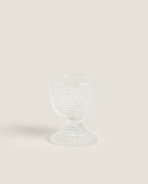 Glass egg cup with raised detail