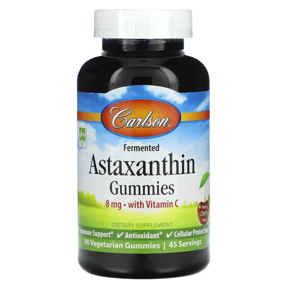 Carlson, жевательные таблетки с ферментированным астаксантином, со вкусом натуральной вишни, 4 мг, 90 вегетарианских жевательных таблеток