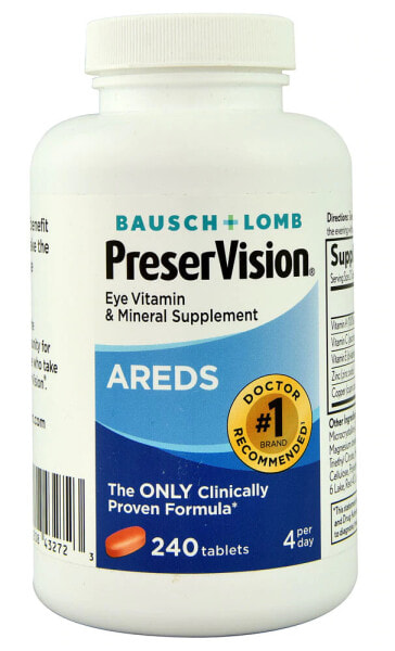Bausch & Lomb PreserVision AREDS Eye Vitamin & Mineral Supplement -- Витаминно-минеральная добавка для глаз  - 240 таблеток