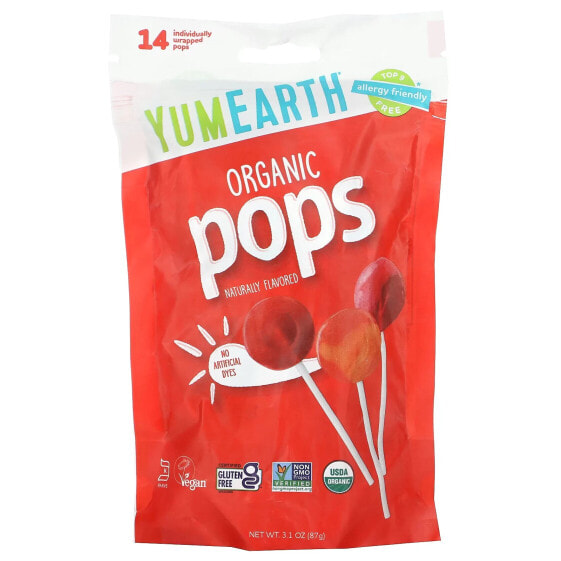 Леденцы ассорти YumEarth Organic Pops, 50 шт, 310 г