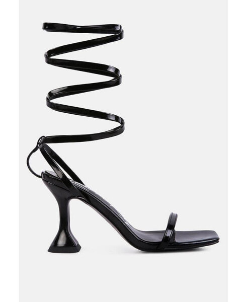 Women's Lewk Strappy Tie Up Spool Heel Sandals