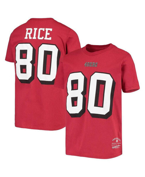 Big Boys Jerry Rice Scarlet San Francisco 49ers Retired Retro Player Name and Number T-shirt