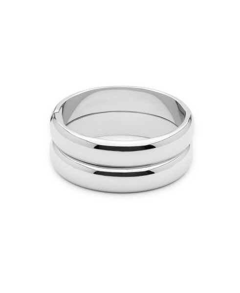 Simple Stackable Silver-Plated Bangle Bracelet Set