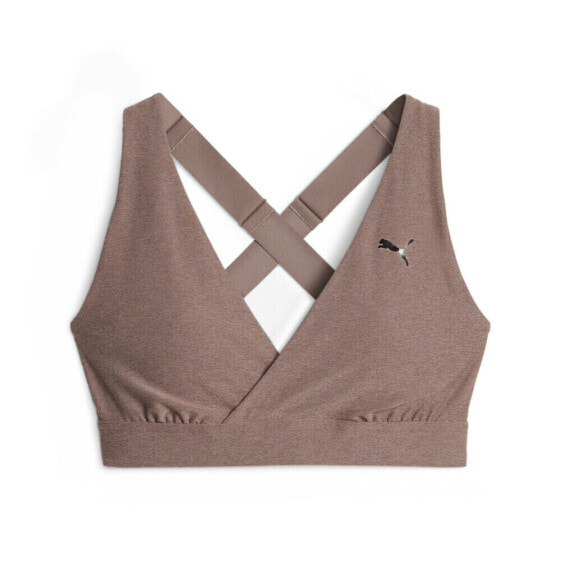 Puma Yogini Mid Impact Crossover Sports Bra Womens Brown Casual 52326095