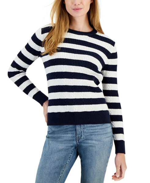 Свитер женский Tommy Hilfiger Cotton Striped Cable-Knit
