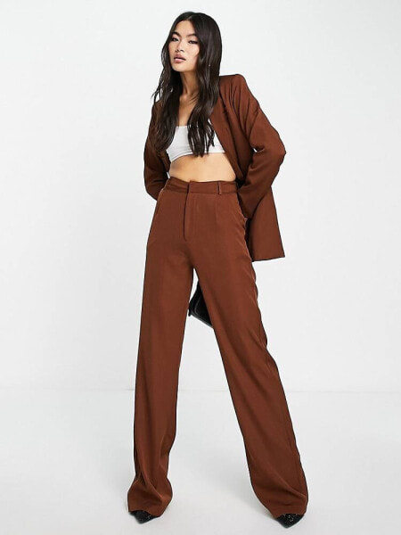 Missyempire relaxed trouser co-ord in chocolate