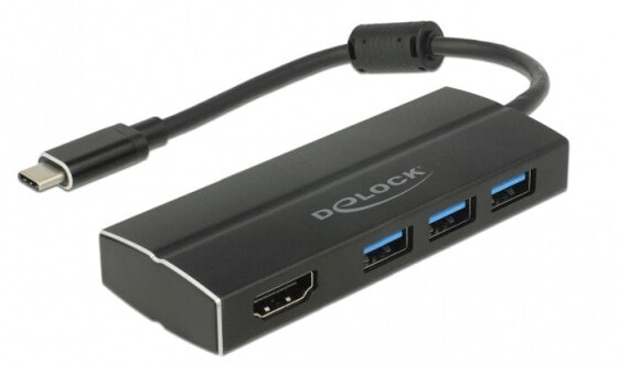 USB-концентратор Delock 63931 - USB 3.2 Gen 1 (3.1 Gen 1) Type-C / USB 3.2 Gen 1 (3.1 Gen 1) Type-A, 5000 Mbit/s, 3840 x 2160 pixels, черный, алюминий, металл