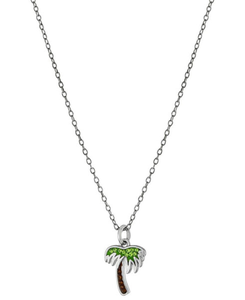 Crystal Palm Tree 18" Pendant Necklace in Sterling Silver, Created for Macy's