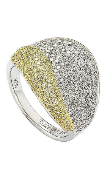 Suzy Levian Sterling Silver Cubic Zirconia Pave Wave Ring