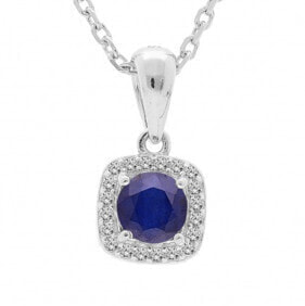 Charming silver necklace with sapphire CL-FS-5658S (chain, pendant)