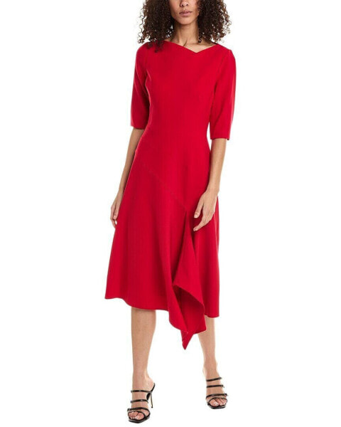 Teri Jon By Rickie Freeman Asymmetrical Midi Dress Women's