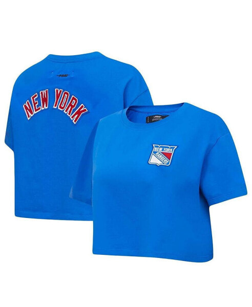 Women's Blue New York Rangers Classic Boxy Cropped T-shirt