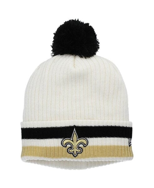 Big Boys White New Orleans Saints Retro Cuffed Knit Hat with Pom