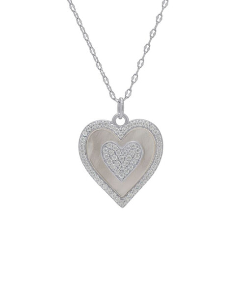 Mother of Pearl and Cubic Zirconia Heart Pendant