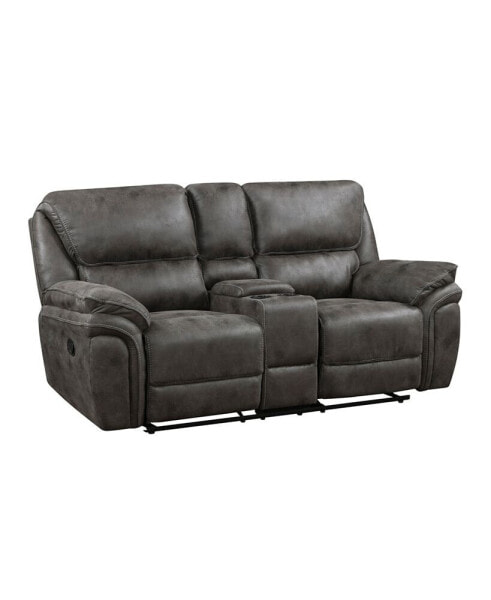 White Label Fleming 80" Double Reclining Love Seat with Center Console