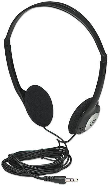 Manhattan Stereo On-Ear Headphones (3.5mm) - Adjustable Split Headband - Foam Earpads - Speaker 80W max - Standard 3.5mm stereo jack/plug for audio output - cable 2.2m - Black - Three Year Warranty - Blister - Headphones - Head-band - Music - Black - 2.2 m - CE FCC